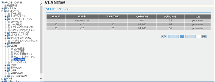 [VLAN設定]画面