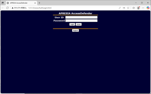 ユーザー名/パスワード入力画面例(Microsoft Edge)