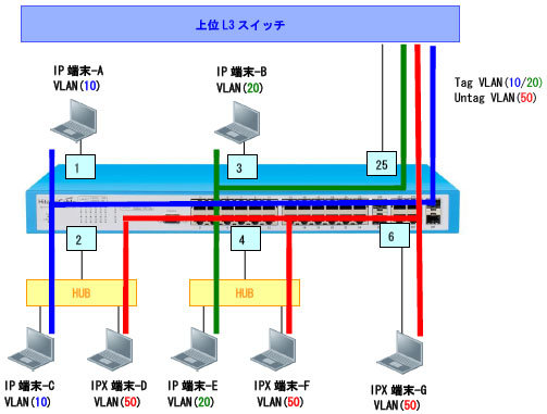 プロトコルVLAN 基本構成図