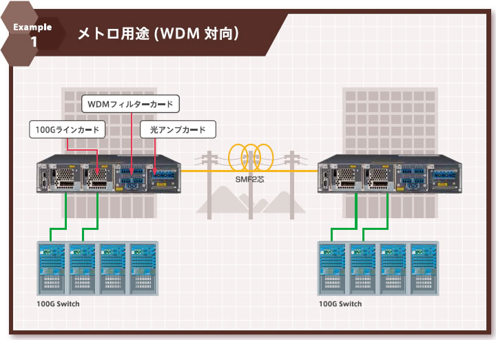 メトロ用途（WDM対向）